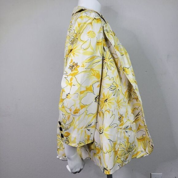 Harve Benard Yellow Floral Print Single Button Closure Blazer - Picture 9 of 11